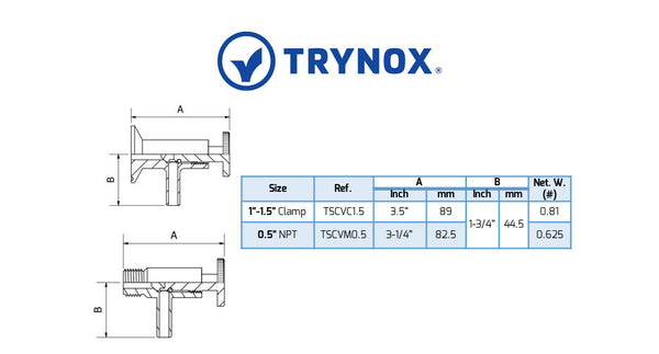 Trynox Sanitary Sample Cook Valve